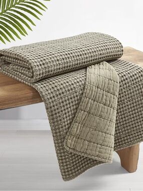 Levtex Home - Mills Waffle - Throw - Taupe Cotton Waffle - Throw Size 50 x 60in.